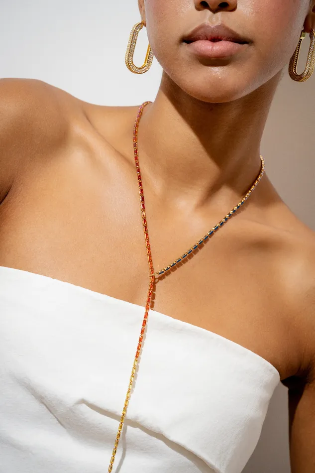 Crystal Haze Jewelry Earrings Mini Baguette Chakra Lariat