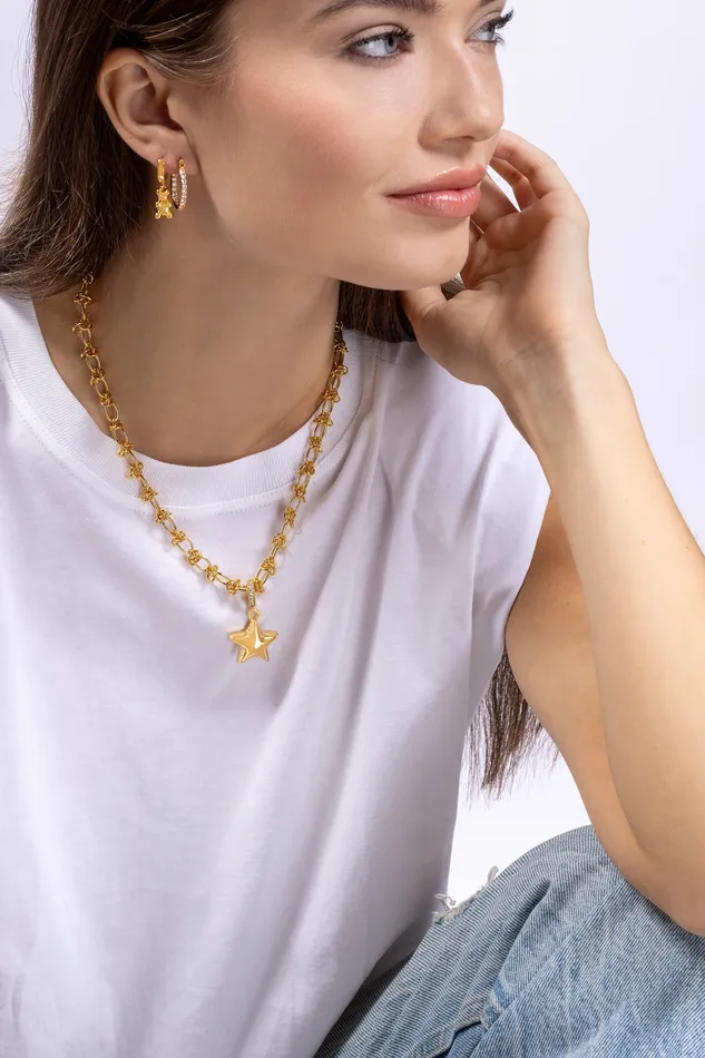 Crystal Haze Jewelry Necklaces Balloon Star Pendant Golden