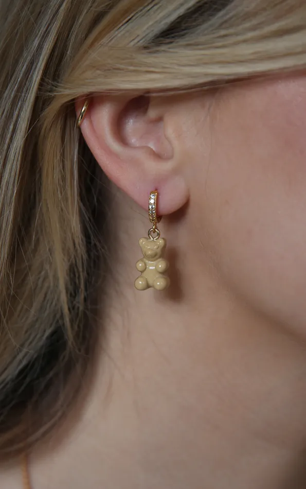 Crystal Haze Jewelry Nostalgia bear hoop Salt Caramel Earrings