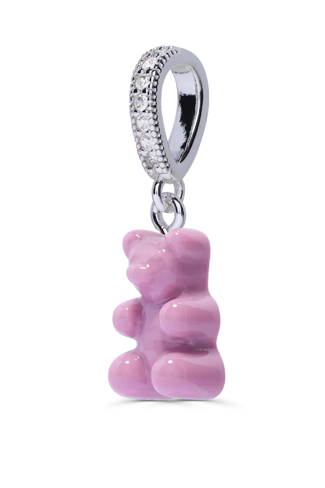 Crystal Haze Jewelry Rings Nostalgia Bear Pave Connector Silver Plated Mauve Pink