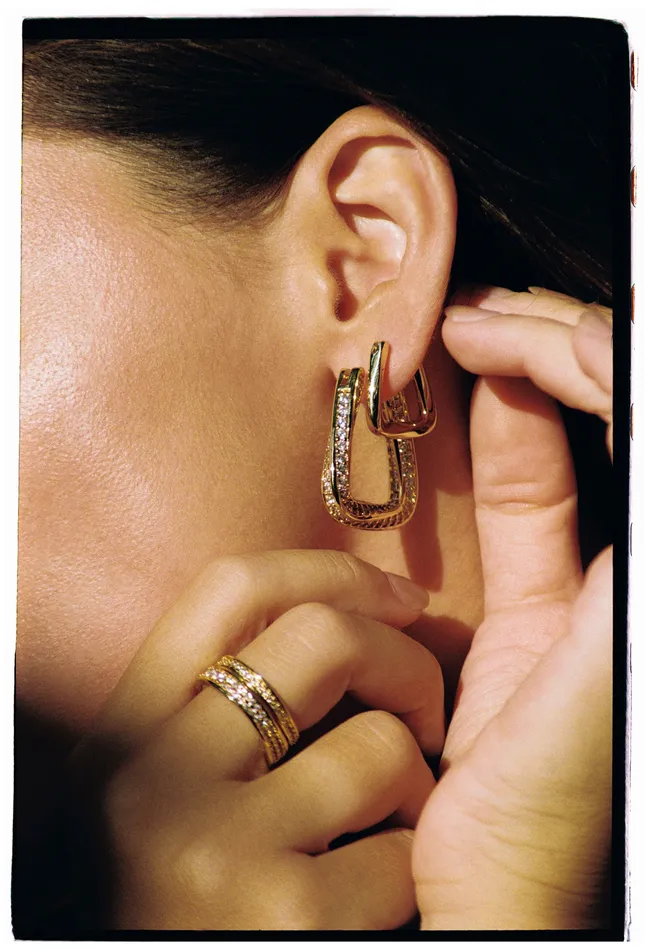 Crystal Haze Jewelry Trinity Hoops Grande Pav Earrings