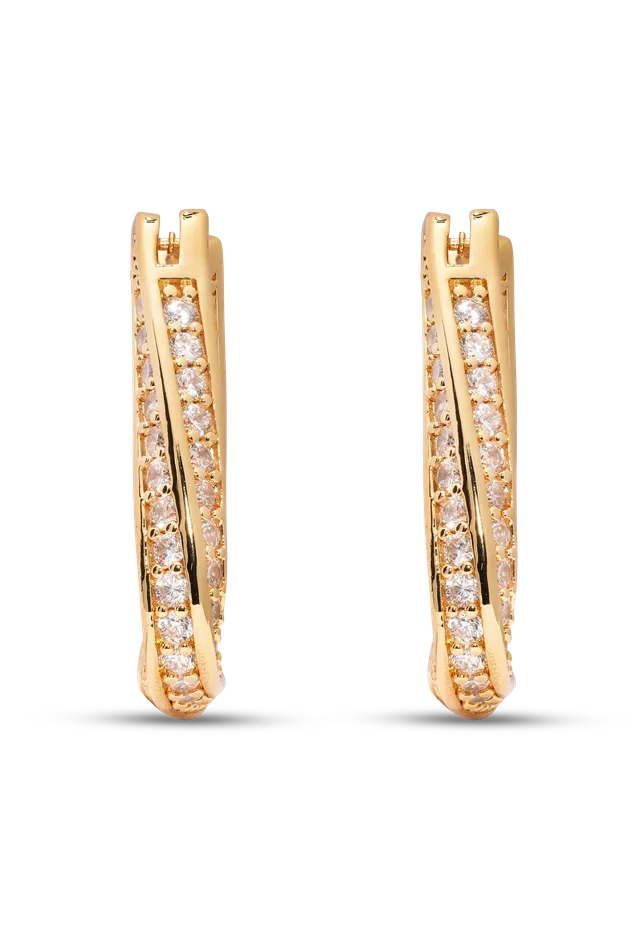 Crystal Haze Jewelry Trinity Hoops Grande Pav Earrings