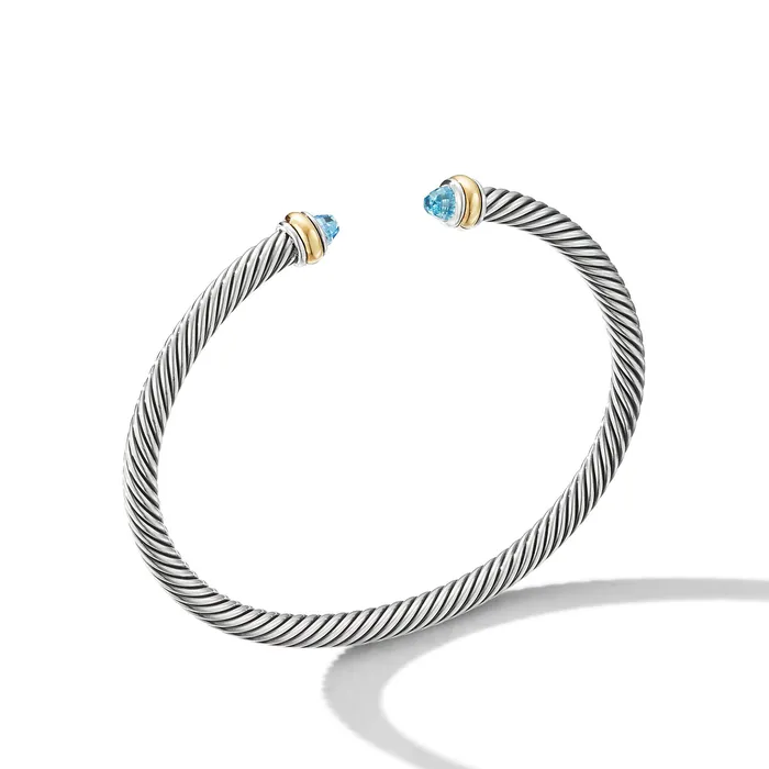 David Yurman Bracelets Classic Cable Bracelet in Sterling Silver with 18K Yellow Gold and Blue Topaz 4mm David Yurman Bracelets Classic Cable Bracelet in Sterling Silver with 18K Yellow Gold and Blue Topaz 4mm