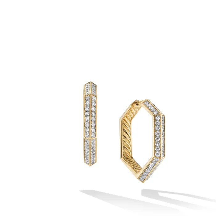 David Yurman Earrings Carlyle Hoop Earrings in 18K Yellow Gold with Diamonds 26mm David Yurman Earrings Carlyle Hoop Earrings in 18K Yellow Gold with Diamonds 26mm