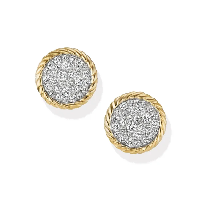 David Yurman Earrings DY Elements Button Stud Earrings in 18K Yellow Gold with Diamonds 136mm David Yurman Earrings DY Elements Button Stud Earrings in 18K Yellow Gold with Diamonds 136mm