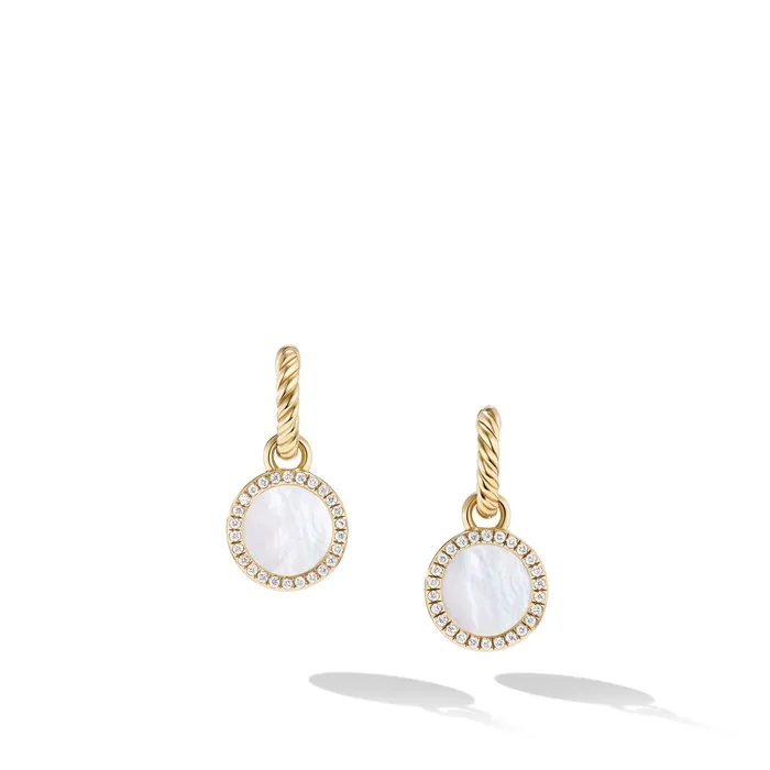 David Yurman Earrings Petite DY Elements Drop Earrings in 18K Yellow Gold with Mother of Pearl and Diamonds 226mm David Yurman Earrings Petite DY Elements Drop Earrings in 18K Yellow Gold with Mother of Pearl and Diamonds 226mm