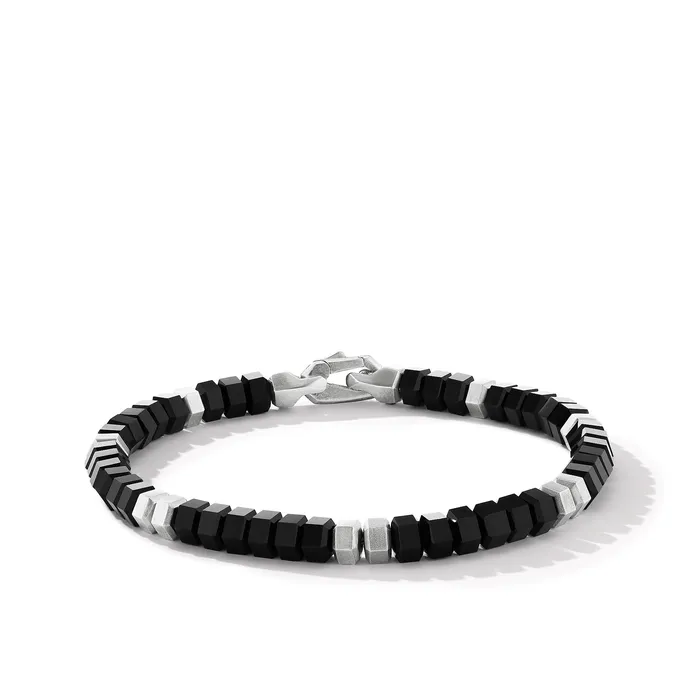 David Yurman Hex Bead Bracelet in Sterling Silver with Black Onyx 6mm Bracelets David Yurman Hex Bead Bracelet in Sterling Silver with Black Onyx 6mm Bracelets