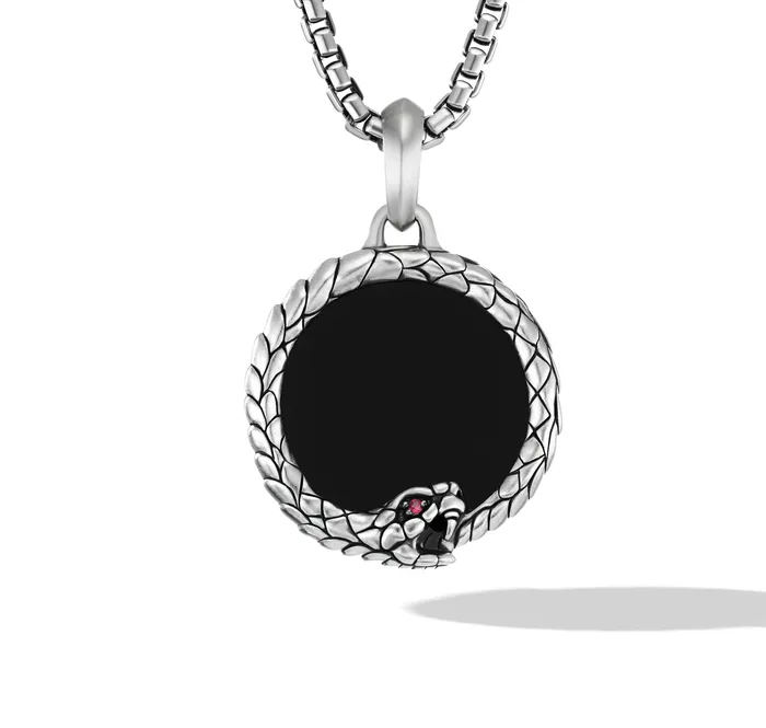 David Yurman Necklaces Cairo Ouroboros Amulet in Sterling Silver with Black Onyx and Ruby 25mm David Yurman Necklaces Cairo Ouroboros Amulet in Sterling Silver with Black Onyx and Ruby 25mm