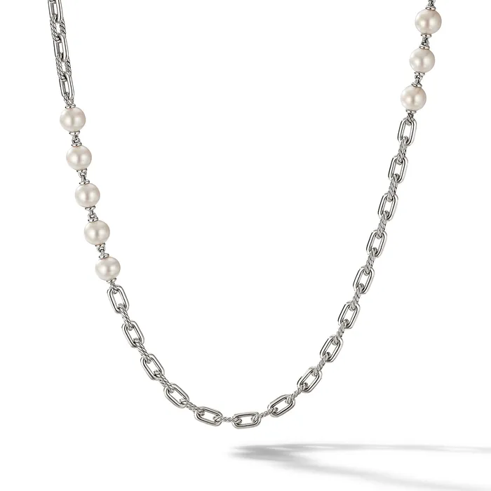 David Yurman Necklaces DY Madison Pearl Chain Necklace in Sterling Silver with Pearls 85mm David Yurman Necklaces DY Madison Pearl Chain Necklace in Sterling Silver with Pearls 85mm