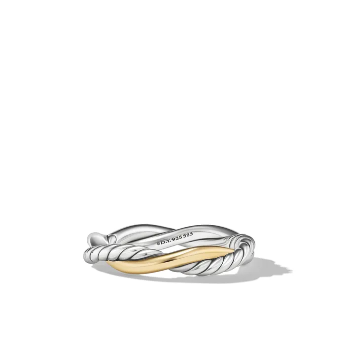 David Yurman Petite Infinity Band Ring in Sterling Silver with 14K Yellow Gold 4mm Rings
