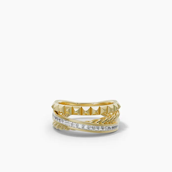 David Yurman Rings 8MM CROSSOVER TRIO 3ROW RING DI 18K