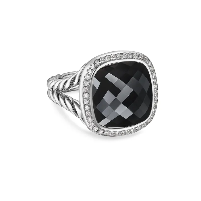 David Yurman Rings Albion Ring in Sterling Silver with Black Onyx and Diamonds 15mm David Yurman Rings Albion Ring in Sterling Silver with Black Onyx and Diamonds 15mm