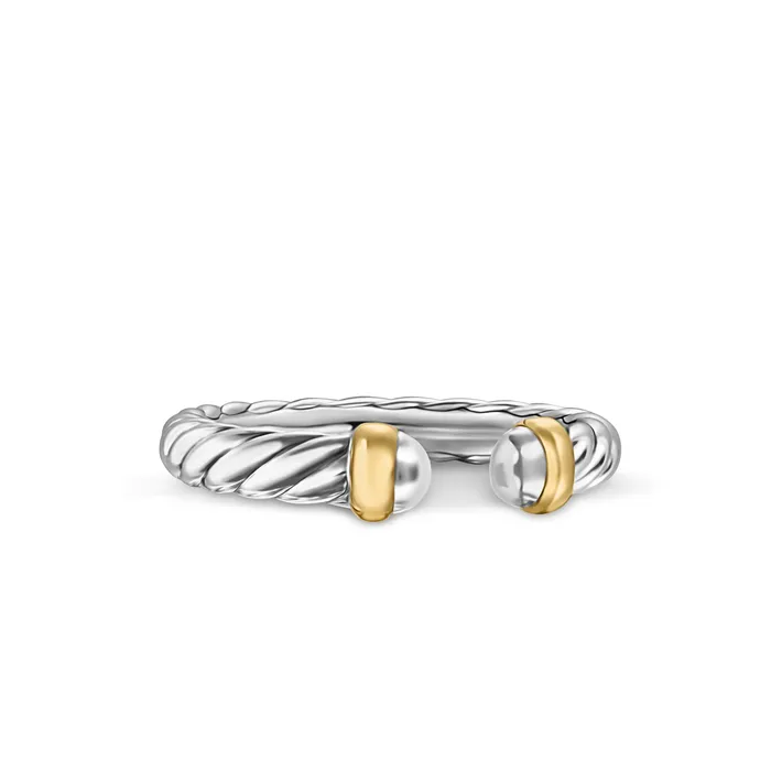 David Yurman Rings Petite Cable Ring in Sterling Silver with 14K Yellow Gold 34mm David Yurman Rings Petite Cable Ring in Sterling Silver with 14K Yellow Gold 34mm