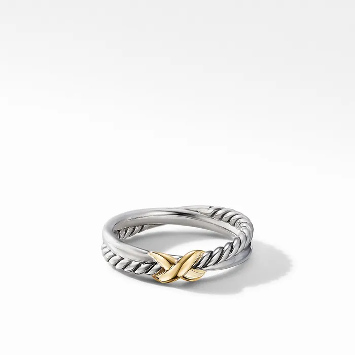 David Yurman Rings Petite X Ring in Sterling Silver with 18K Yellow Gold 4mm