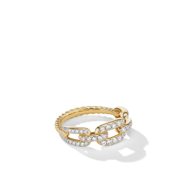 David Yurman Rings Stax Chain Link Ring in 18K Yellow Gold with Diamonds 7mm David Yurman Rings Stax Chain Link Ring in 18K Yellow Gold with Diamonds 7mm