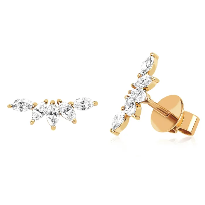 Diamond Marquise Fan Stud Earrings EF COLLECTION Earrings