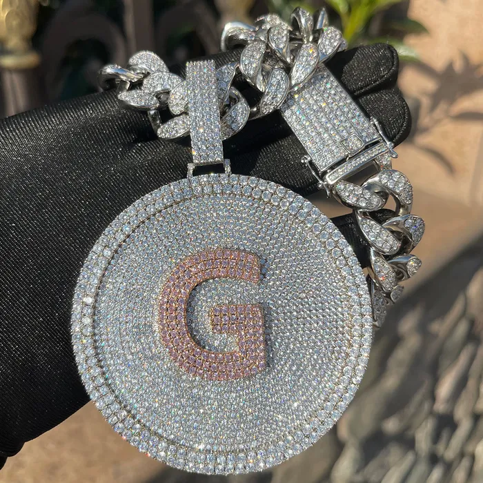 Disc Edition Iced Out Personalized Custom Name Necklace Pendant INITIAL Necklaces Disc Edition Iced Out Personalized Custom Name Necklace Pendant INITIAL Necklaces