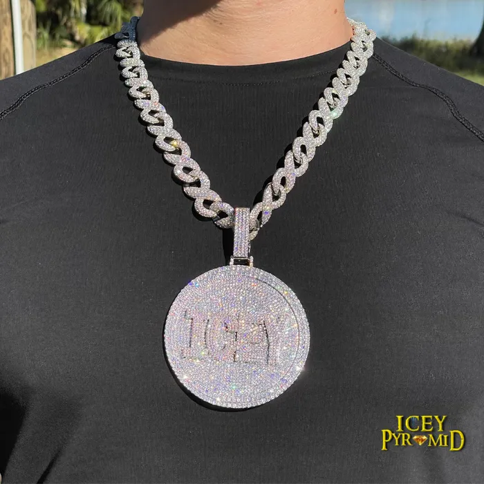 Disc Edition Iced Out Personalized Custom Name Necklace Pendant INITIAL Necklaces