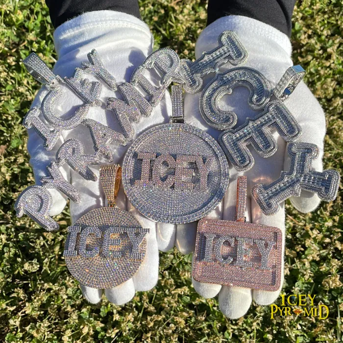Disc Edition Iced Out Personalized Custom Name Necklace Pendant INITIAL Necklaces
