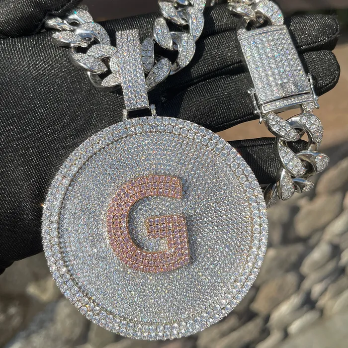Disc Edition Iced Out Personalized Custom Name Necklace Pendant INITIAL Necklaces