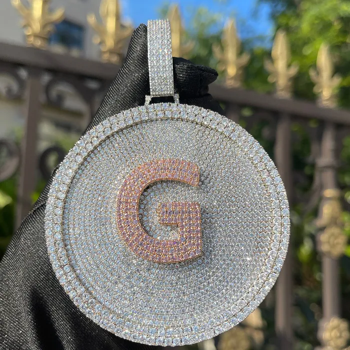 Disc Edition Iced Out Personalized Custom Name Necklace Pendant INITIAL Necklaces