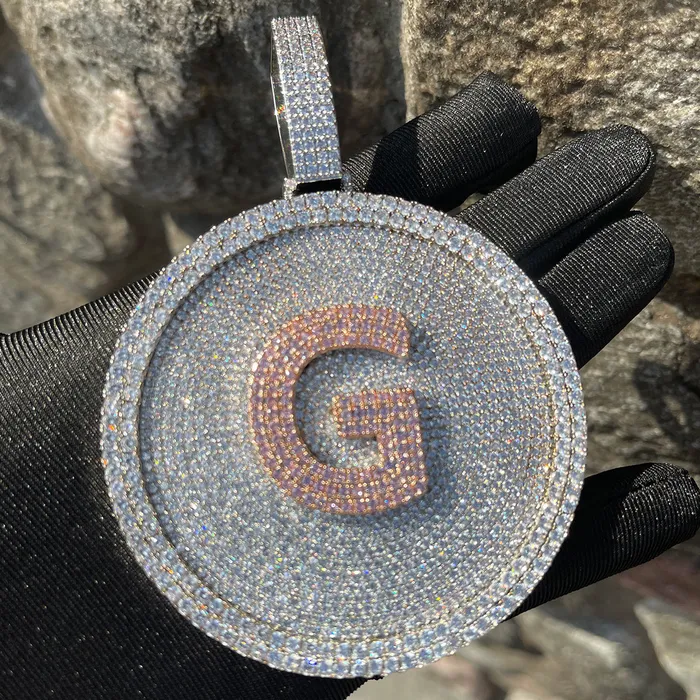 Disc Edition Iced Out Personalized Custom Name Necklace Pendant INITIAL Necklaces