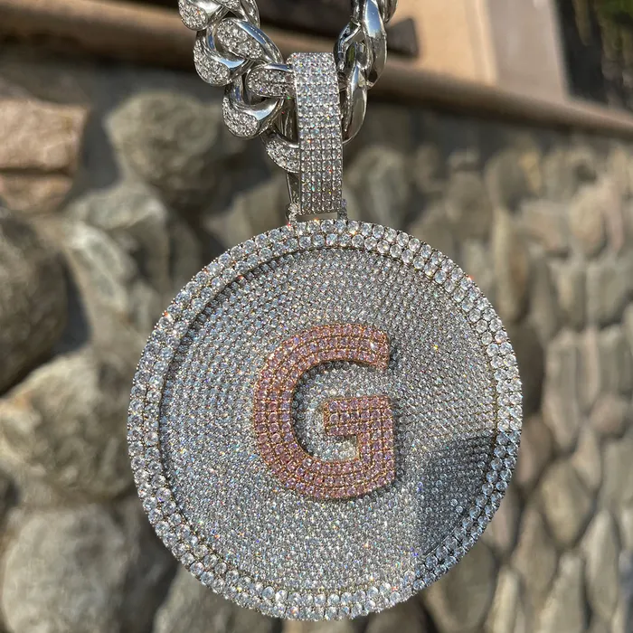 Disc Edition Iced Out Personalized Custom Name Necklace Pendant INITIAL Necklaces