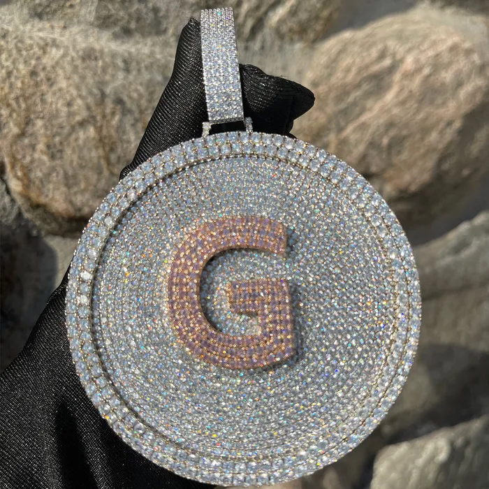 Disc Edition Iced Out Personalized Custom Name Necklace Pendant INITIAL Necklaces