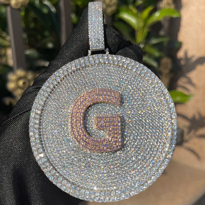 Disc Edition Iced Out Personalized Custom Name Necklace Pendant INITIAL Necklaces