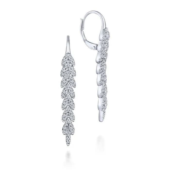 Earrings 14K White Gold Elongated Vertical Diamond Branch Drop Earrings GABRIEL CO Earrings 14K White Gold Elongated Vertical Diamond Branch Drop Earrings GABRIEL CO