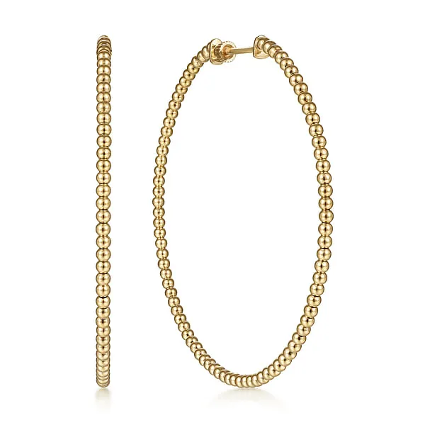 Earrings 14K Yellow Gold Bujukan Classic Hoop Earrings in size 60mm GABRIEL CO Earrings 14K Yellow Gold Bujukan Classic Hoop Earrings in size 60mm GABRIEL CO