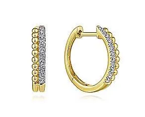 Earrings 14K Yellow Gold Bujukan Pave 10mm Diamond Huggie Earrings GABRIEL CO Earrings 14K Yellow Gold Bujukan Pave 10mm Diamond Huggie Earrings GABRIEL CO