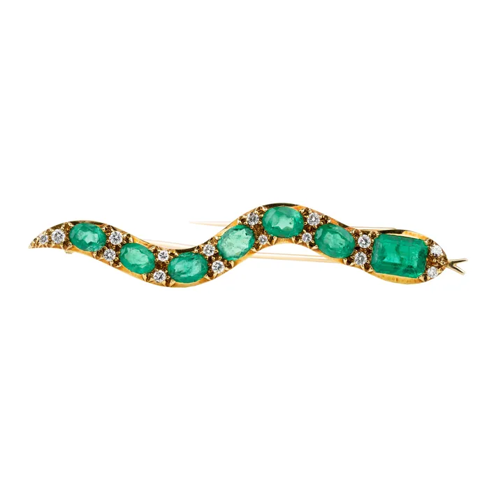 Earrings Antique Emerald Snake Pin Bell Bird Antiques