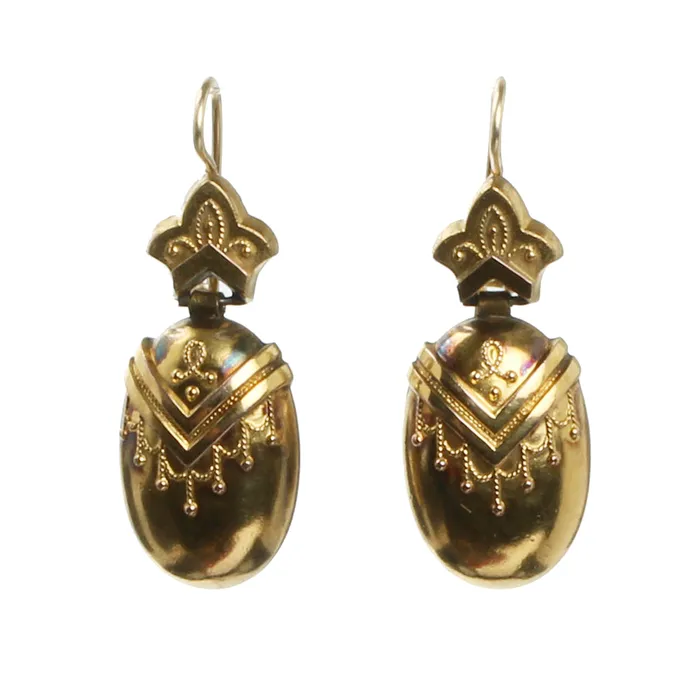 Earrings Bell Bird Antiques 19th Century Gold Earrings