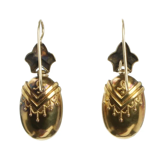 Earrings Bell Bird Antiques 19th Century Gold Earrings