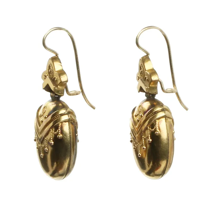 Earrings Bell Bird Antiques 19th Century Gold Earrings