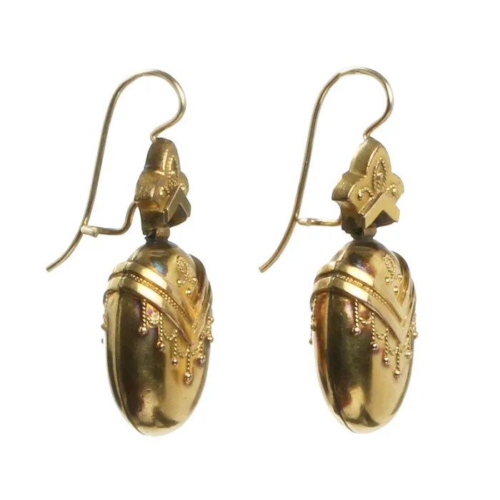Earrings Bell Bird Antiques 19th Century Gold Earrings