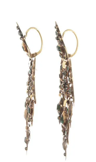 Earrings Bell Bird Antiques Iberian Catalan Emerald Earrings