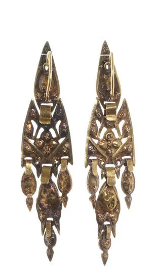 Earrings Bell Bird Antiques Iberian Catalan Emerald Earrings