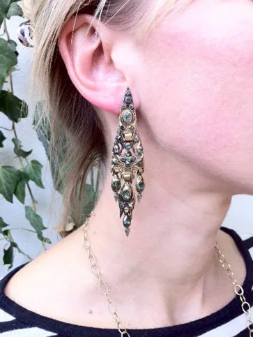 Earrings Bell Bird Antiques Iberian Catalan Emerald Earrings