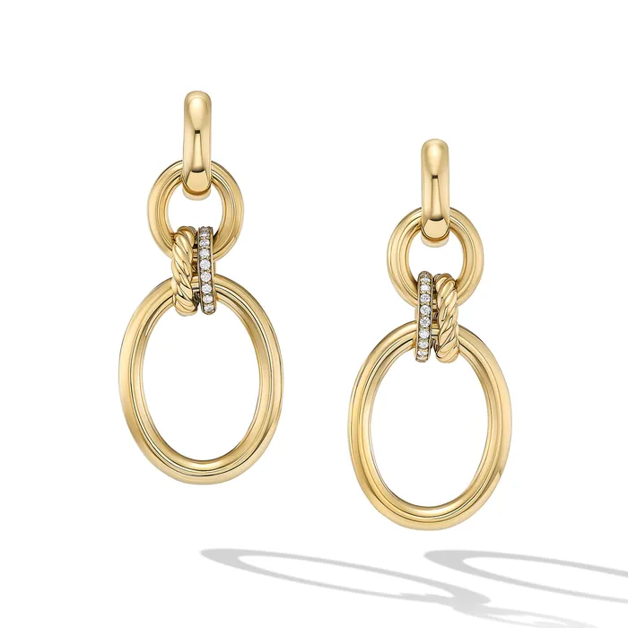 Earrings DY Mercer Circular Drop Earrings in 18K Yellow Gold with Diamonds 50mm David Yurman