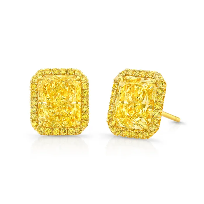 Earrings Fancy Yellow Cushion Cut Diamond Stud Earrings Rahaminov Diamonds