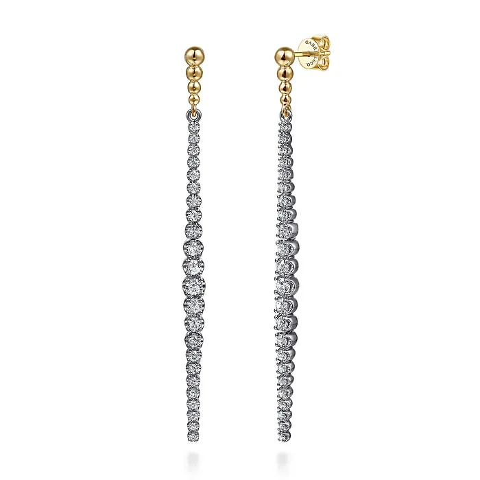 Earrings GABRIEL CO 14K White Yellow Gold Bujukan Diamond Stud Drop Earrings Earrings GABRIEL CO 14K White Yellow Gold Bujukan Diamond Stud Drop Earrings