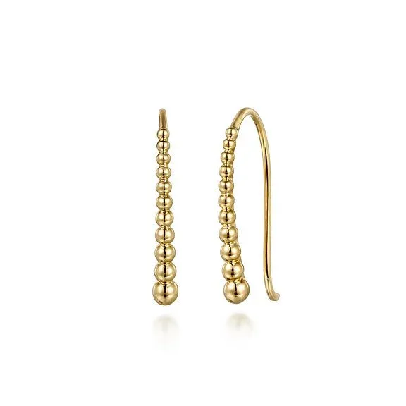Earrings GABRIEL CO 14K Yellow Plain Gold Graduating Bujukan Ball Drop Frenchwire Earrings Earrings GABRIEL CO 14K Yellow Plain Gold Graduating Bujukan Ball Drop Frenchwire Earrings