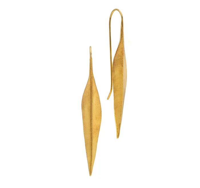 Earrings Nava Zahavi Nava Zahavi Gold Plated Drop Leaf Earrings