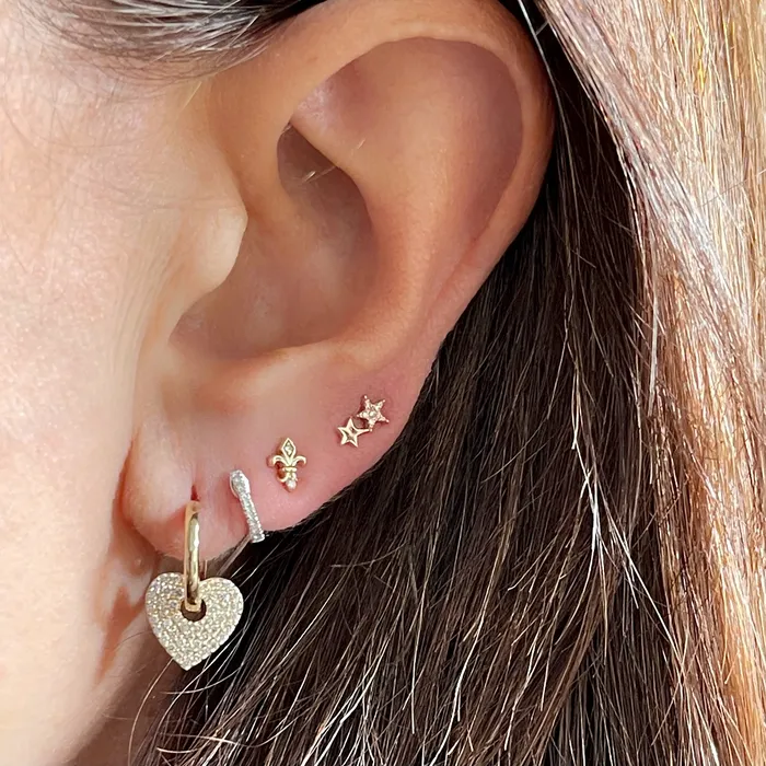 Earrings NicoleHD Jewelry Gold And Diamond FleurDeLis Stud Earrings