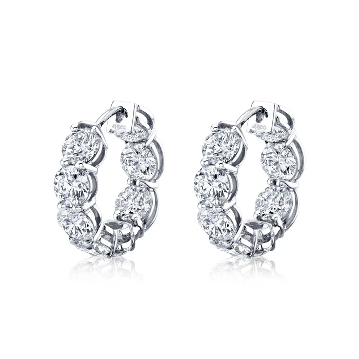 Earrings Polachecks Collection Round Brilliant Diamond Hoop Earrings