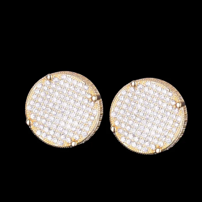 Earrings ROUND 14MM Round Screw Back Iced Out Diamond Stud Earrings