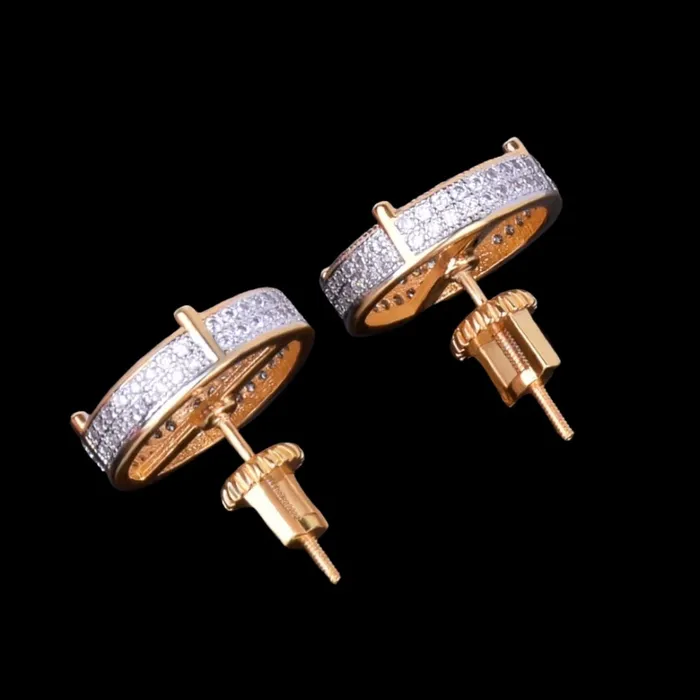 Earrings ROUND 14MM Round Screw Back Iced Out Diamond Stud Earrings