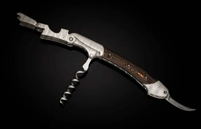 Earrings WILLIAM HENRY LLC Tannin Handforged wine opener corkscrew featuring Copper Swirl carbon fiber Earrings WILLIAM HENRY LLC Tannin Handforged wine opener corkscrew featuring Copper Swirl carbon fiber
